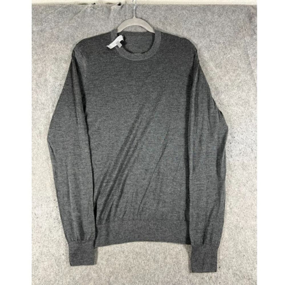 Neiman Marcus Cashmere Silk Sweater Mens Large Gray Crewneck Knit Minimalist